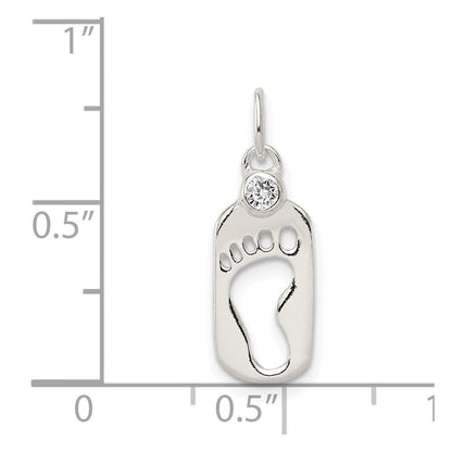Sterlingsilber Poliert Footprint Zirkonia Charm