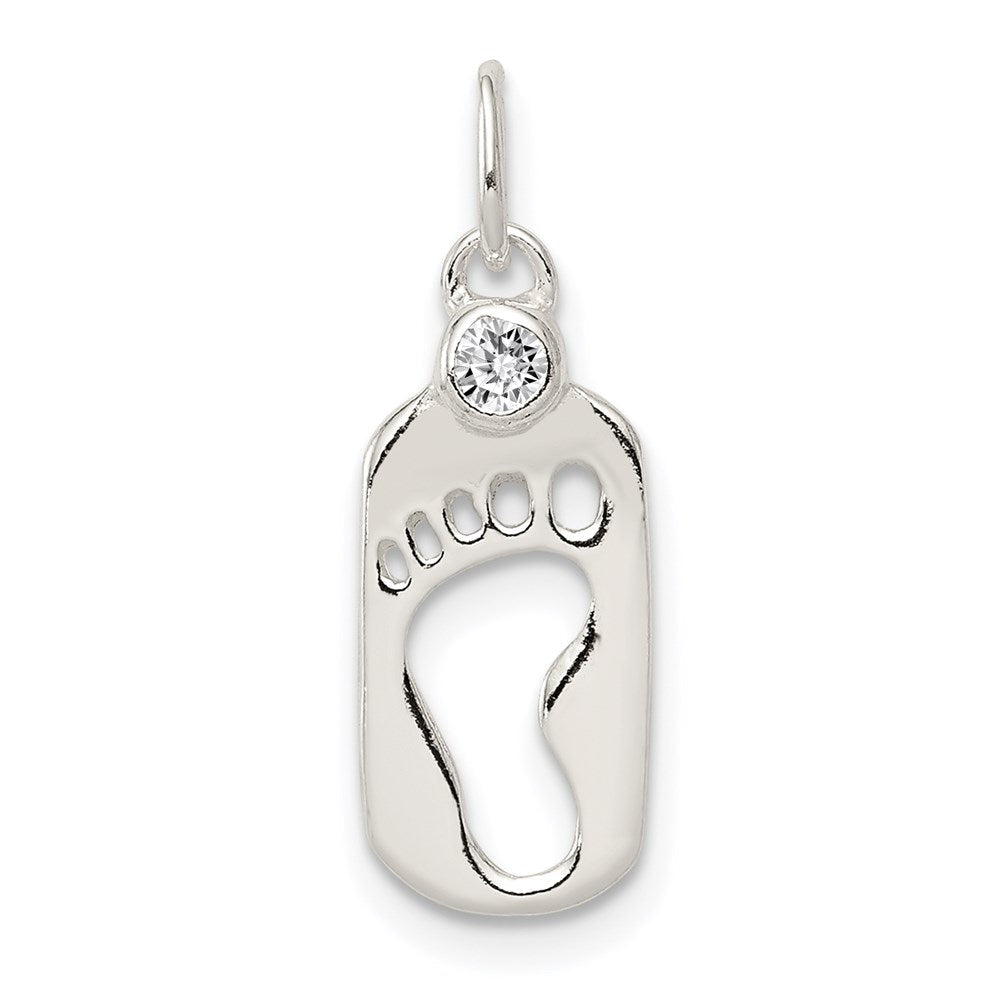 Sterlingsilber Poliert Footprint Zirkonia Charm