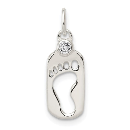 Sterlingsilber Poliert Footprint Zirkonia Charm