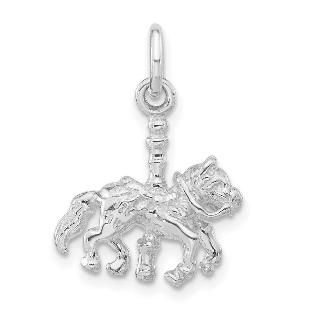 Sterlingsilber 3-d Poliert Carousel Pferd Anhänger