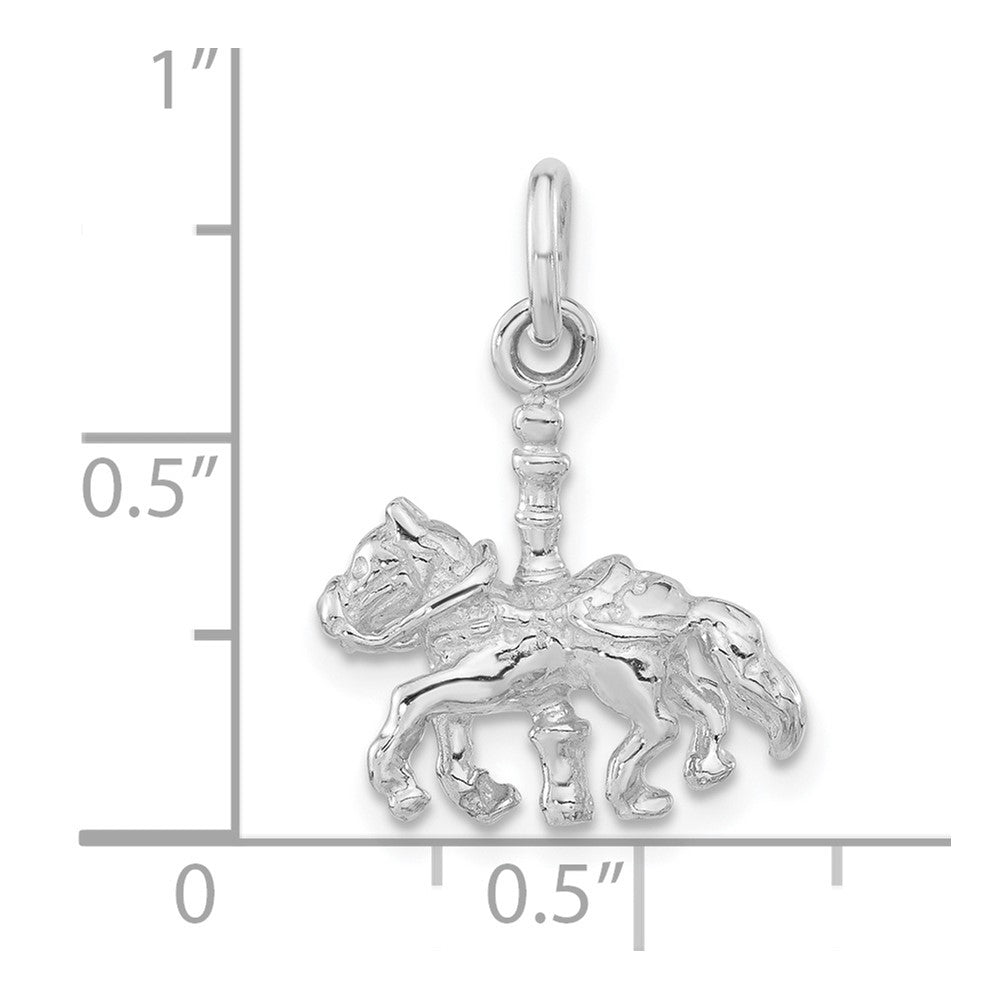 Sterlingsilber 3-d Poliert Carousel Pferd Anhänger
