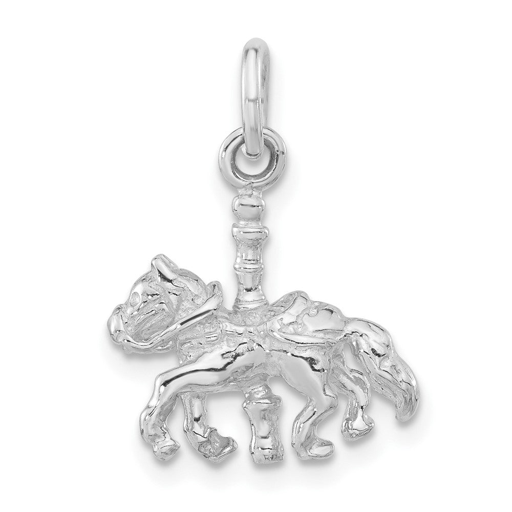 Sterlingsilber 3-d Poliert Carousel Pferd Anhänger