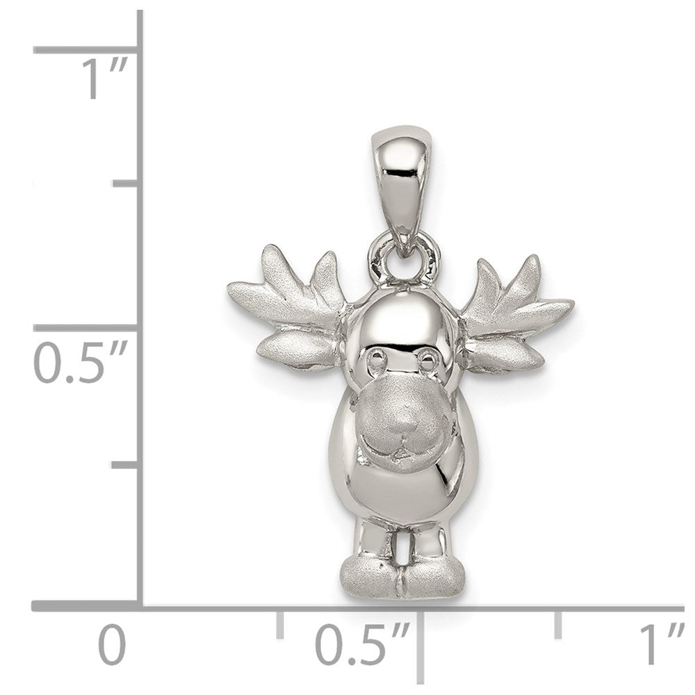 Sterlingsilber Rhodiniert Poliert/satin Moose Anhänger