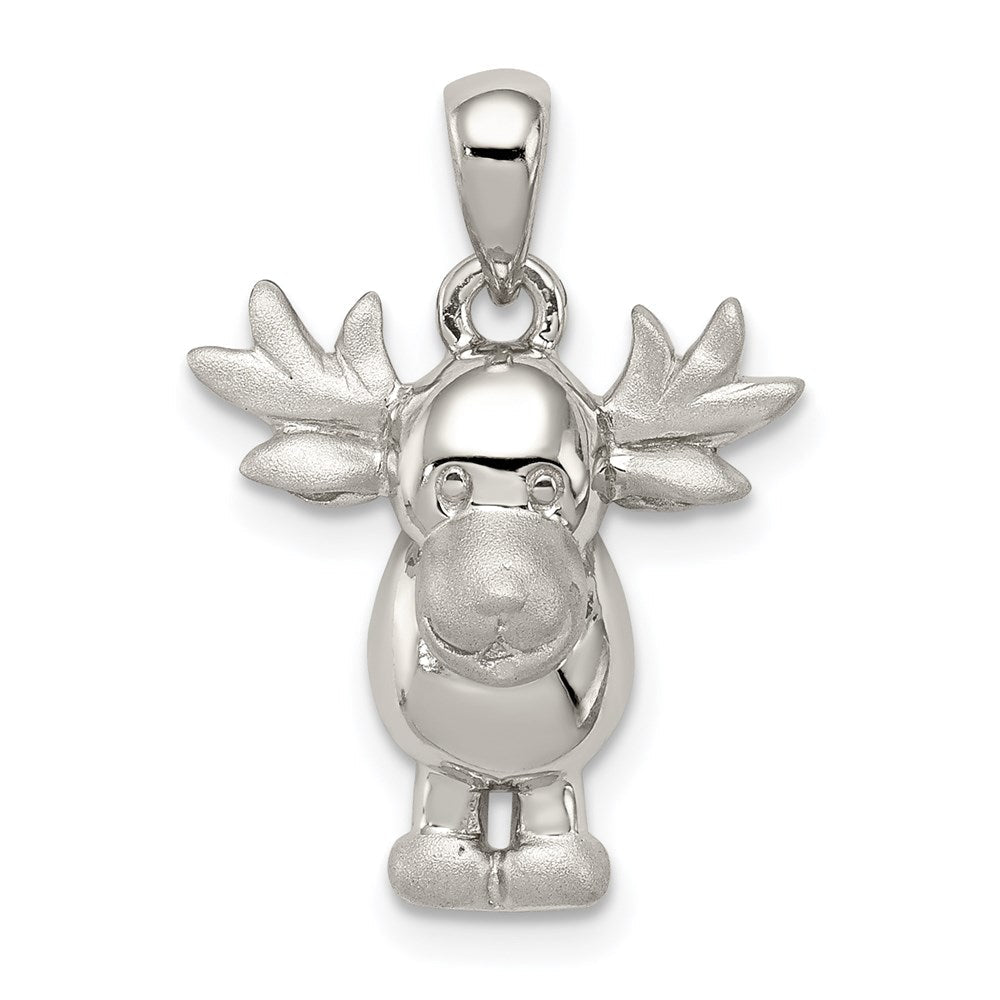 Sterlingsilber Rhodiniert Poliert/satin Moose Anhänger