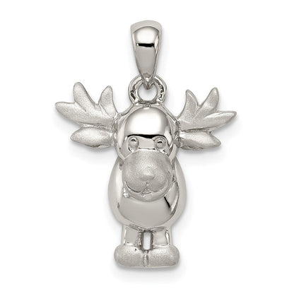 Sterlingsilber Rhodiniert Poliert/satin Moose Anhänger