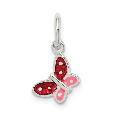Sterlingsilber Poliert Emaille Schmetterling Charm