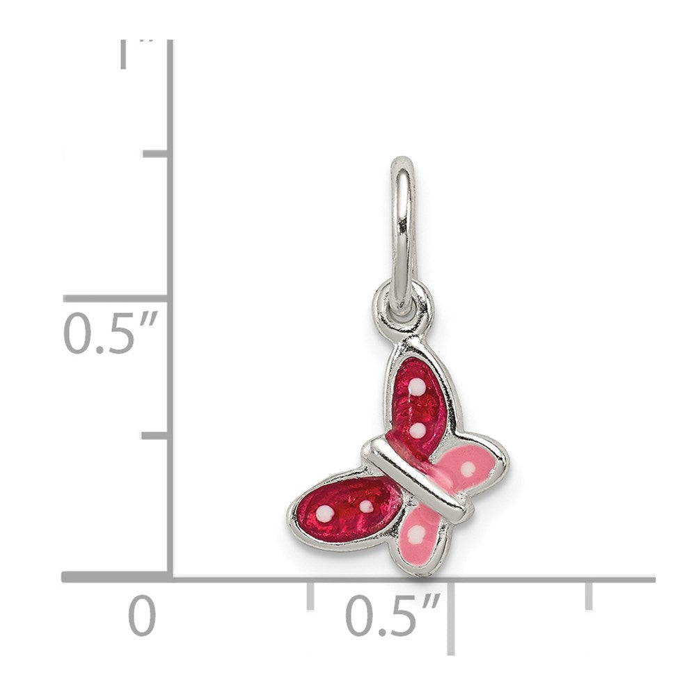Sterlingsilber Poliert Emaille Schmetterling Charm