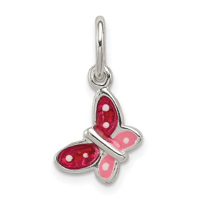 Sterlingsilber Poliert Emaille Schmetterling Charm