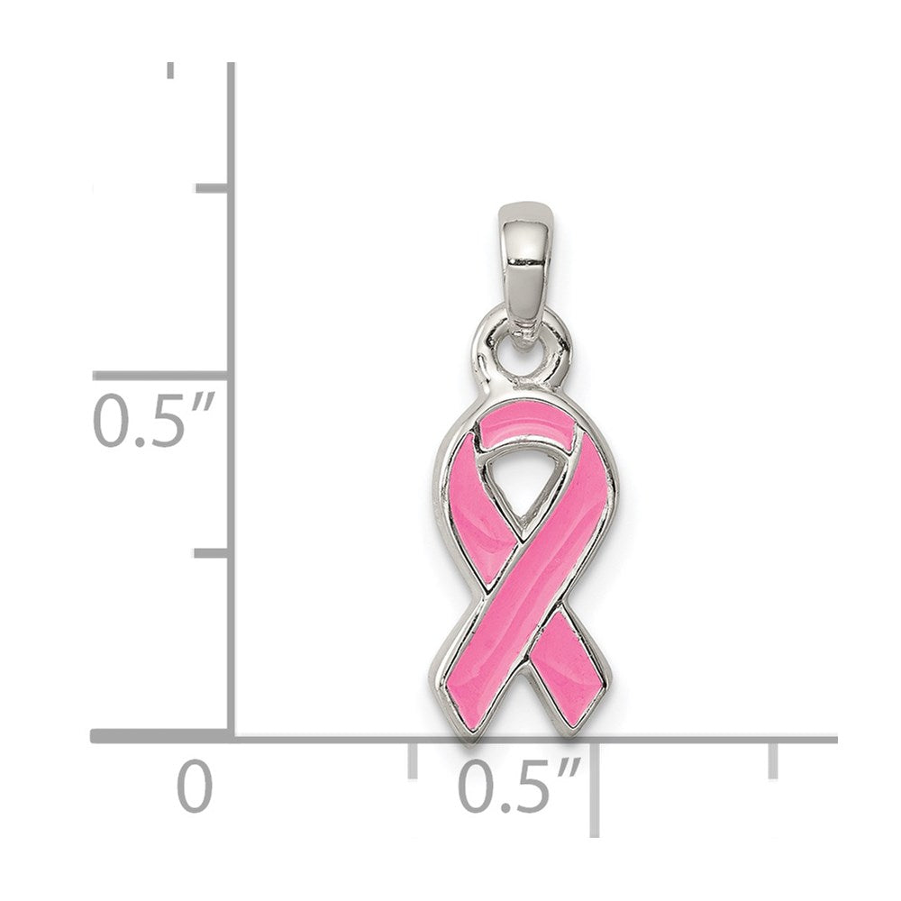 Sterlingsilber Poliert Rosa Emailliert Schleife Anhänger