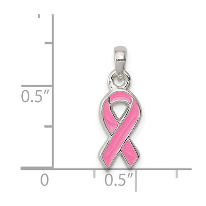 Sterlingsilber Poliert Rosa Emailliert Schleife Anhänger