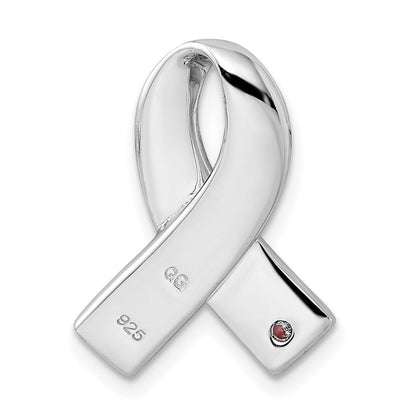 Sterlingsilber Rhodiniert Rosa Zirkonia Bewusstsein Schleife Anhänger