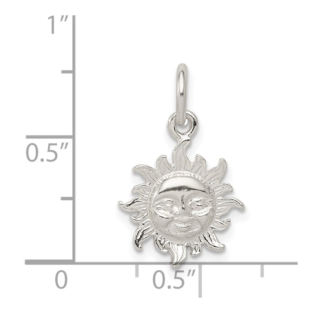 Sterlingsilber Poliert Face in Sonne Anhänger