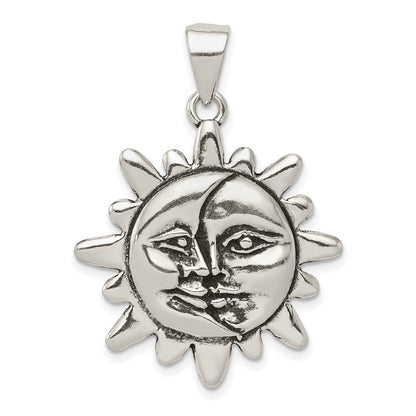 Sterlingsilber Antikisiert Sonne & Halb Mond Face Anhänger