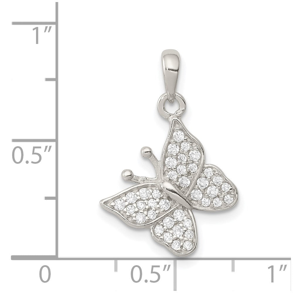 Sterlingsilber Rhodiniert Zirkonia Schmetterling Anhänger
