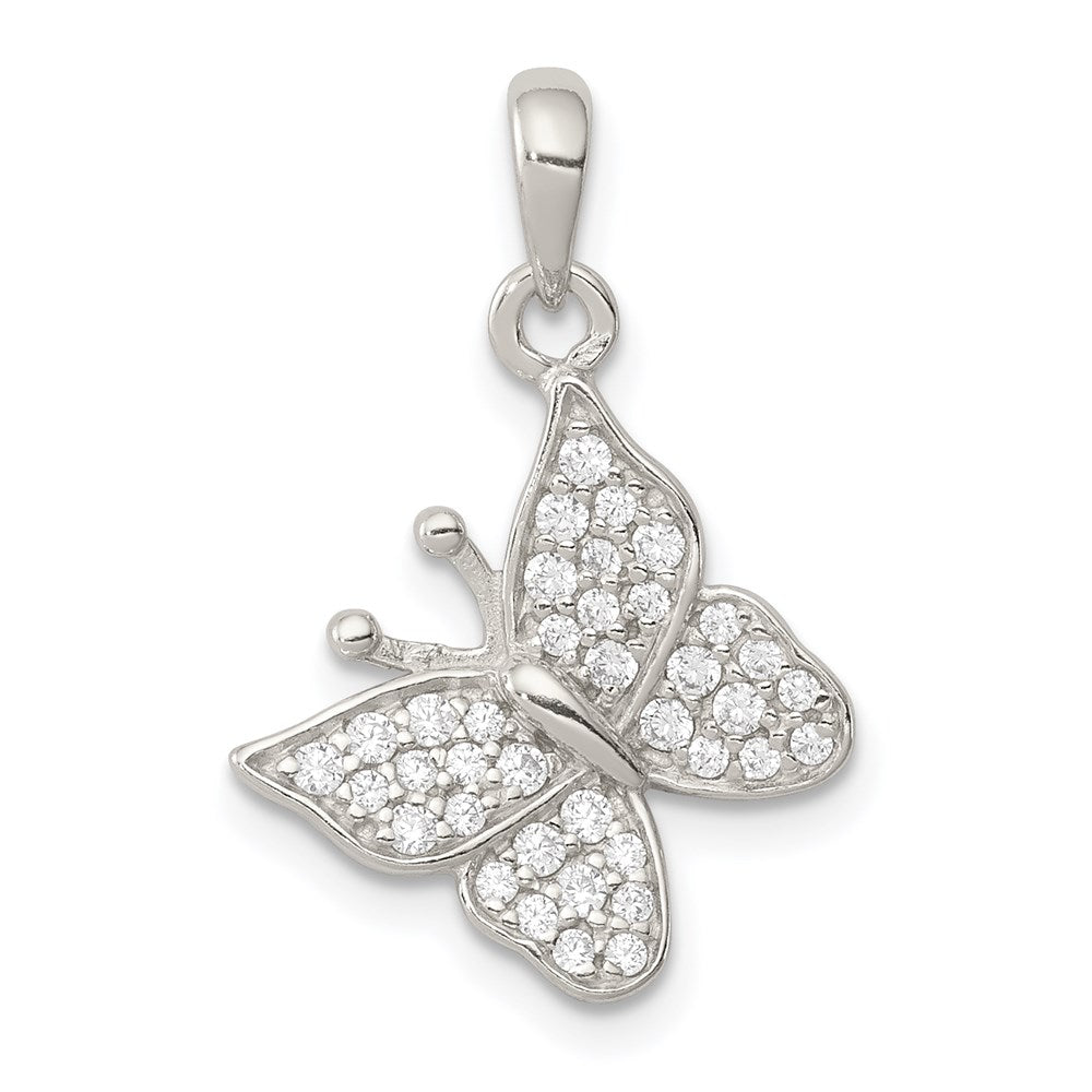 Sterlingsilber Rhodiniert Zirkonia Schmetterling Anhänger