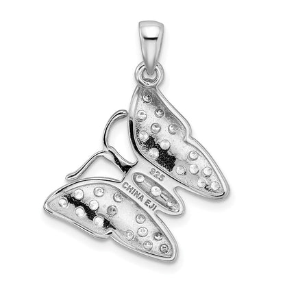 Sterlingsilber Rhodiniert Zirkonia Schmetterling Anhänger