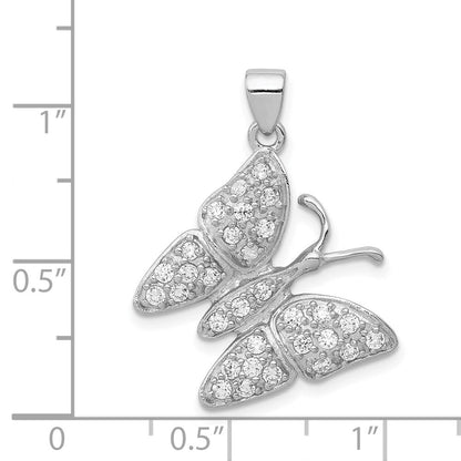 Sterlingsilber Rhodiniert Zirkonia Schmetterling Anhänger