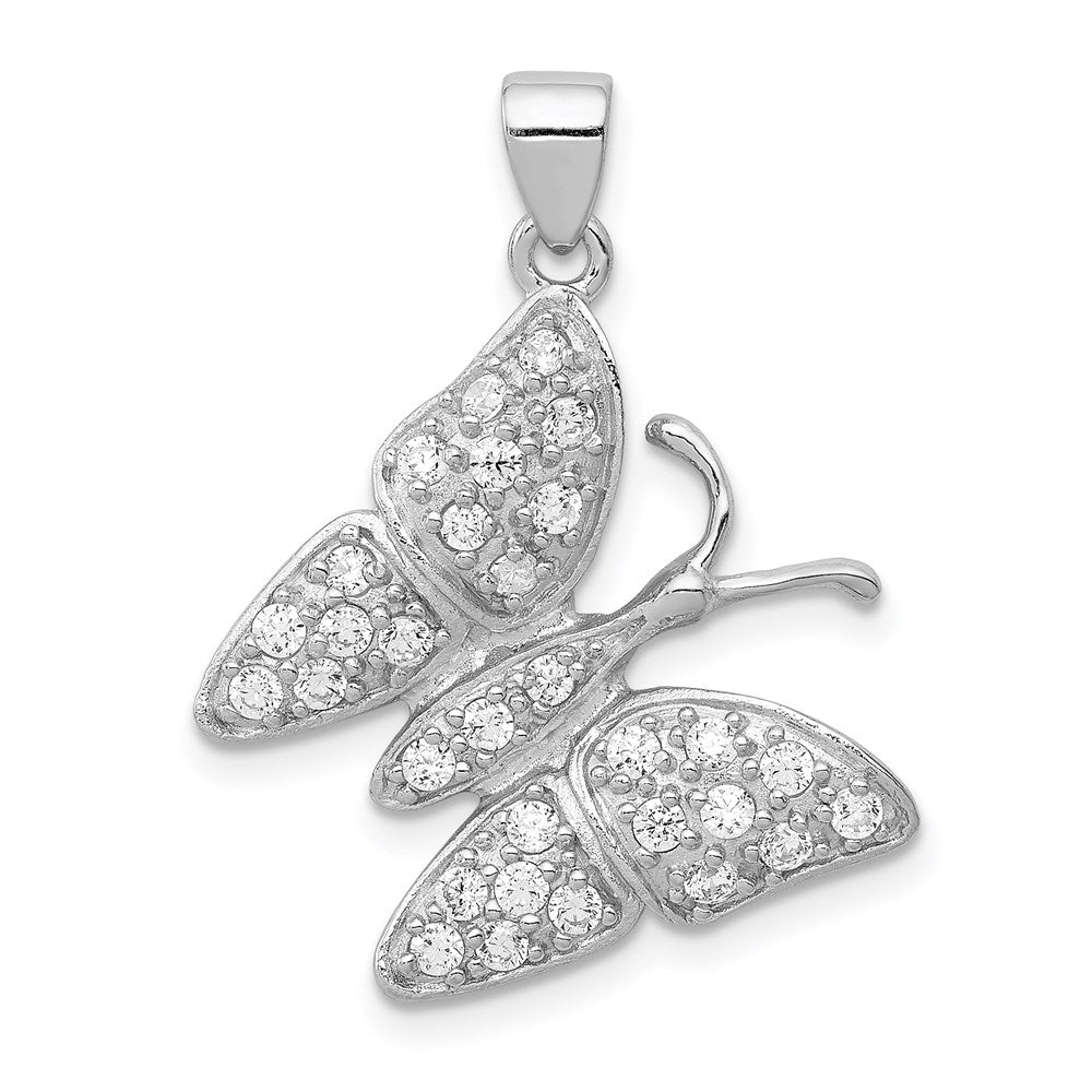 Sterlingsilber Rhodiniert Zirkonia Schmetterling Anhänger
