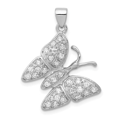 Sterlingsilber Rhodiniert Zirkonia Schmetterling Anhänger