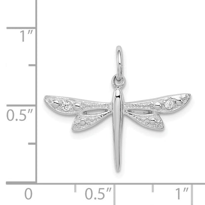 Sterlingsilber Rhodiniert Zirkonia Libelle Anhänger