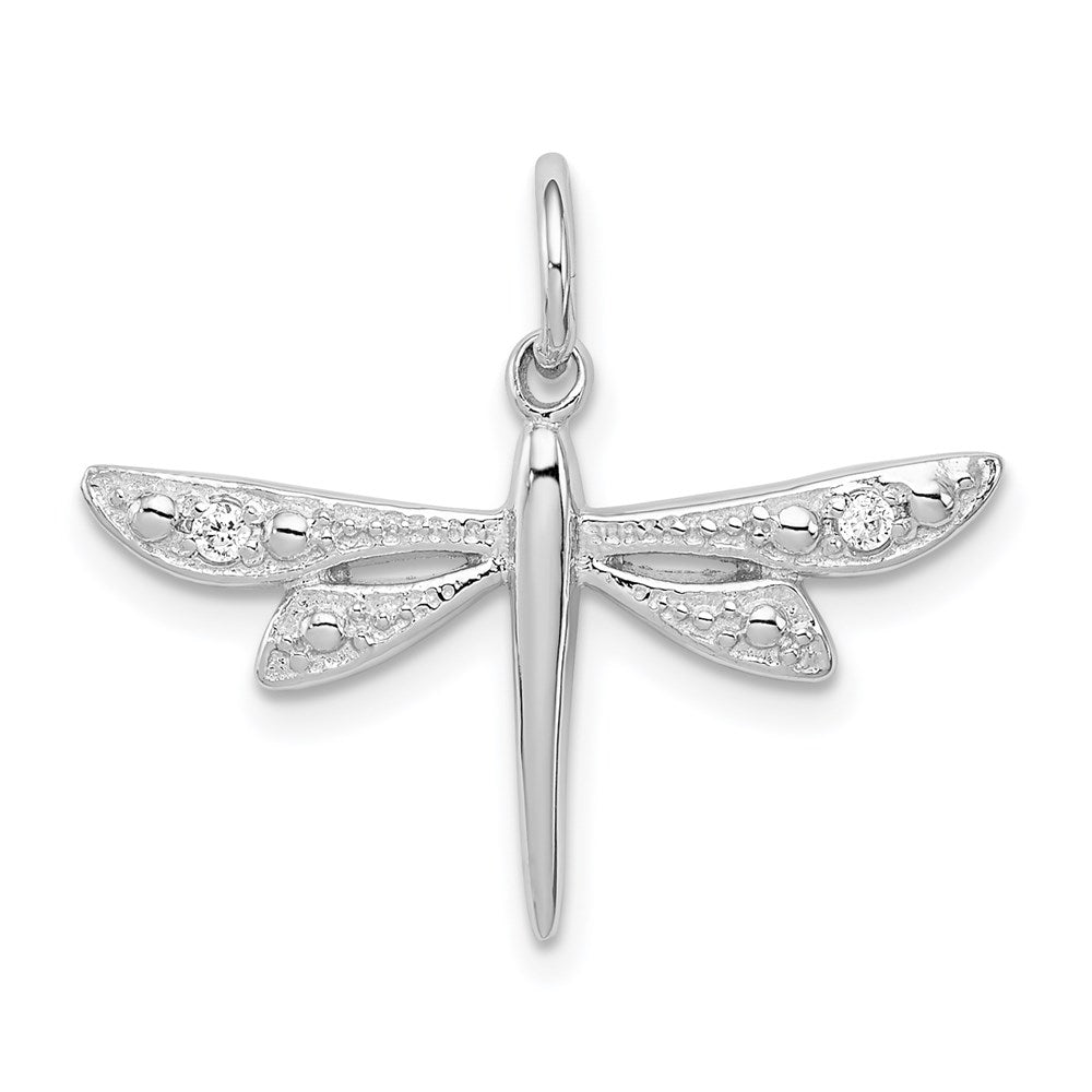 Sterlingsilber Rhodiniert Zirkonia Libelle Anhänger