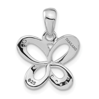 Sterlingsilber Satiniert Zirkonia Schmetterling Anhänger