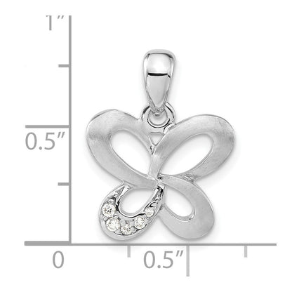 Sterlingsilber Satiniert Zirkonia Schmetterling Anhänger