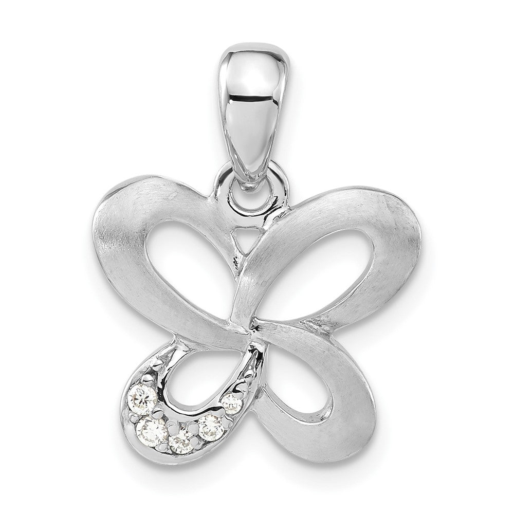 Sterlingsilber Satiniert Zirkonia Schmetterling Anhänger