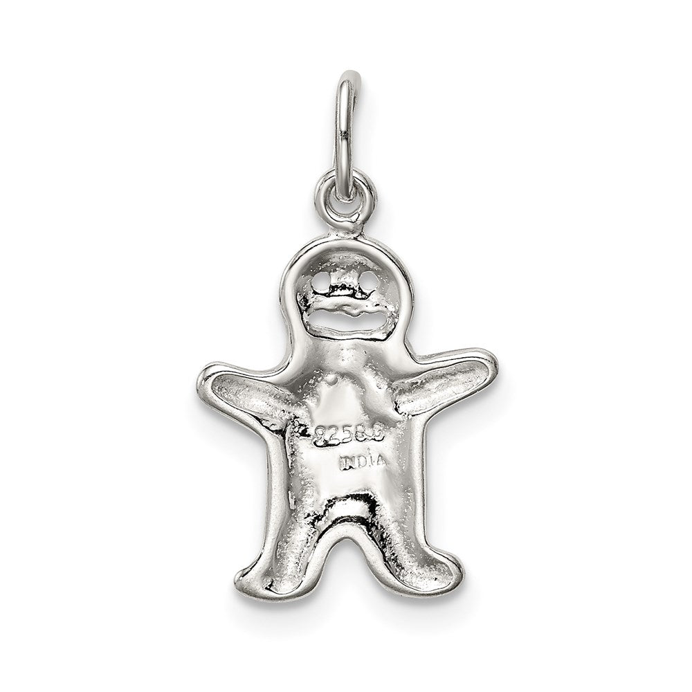 Sterlingsilber Poliert Emaille Gingerbread Man Anhänger