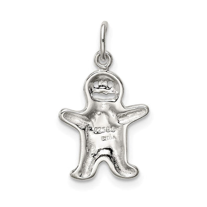 Sterlingsilber Poliert Emaille Gingerbread Man Anhänger