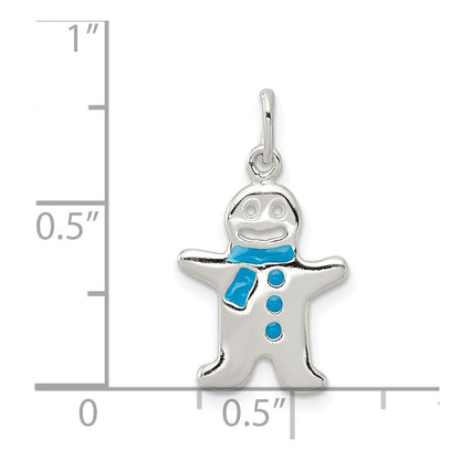 Sterlingsilber Poliert Emaille Gingerbread Man Anhänger