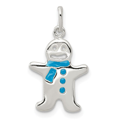 Sterlingsilber Poliert Emaille Gingerbread Man Anhänger
