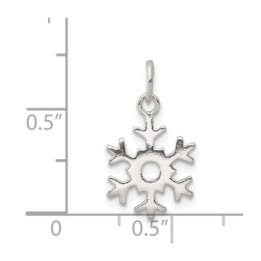 Sterlingsilber Poliert Schneeflocke Charm