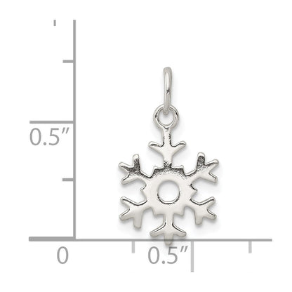 Sterlingsilber Poliert Schneeflocke Charm