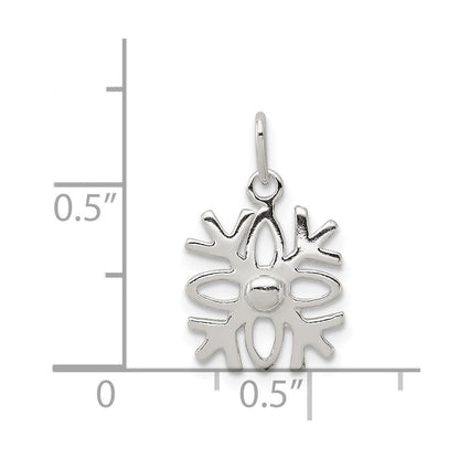 Sterlingsilber Poliert Schneeflocke Charm