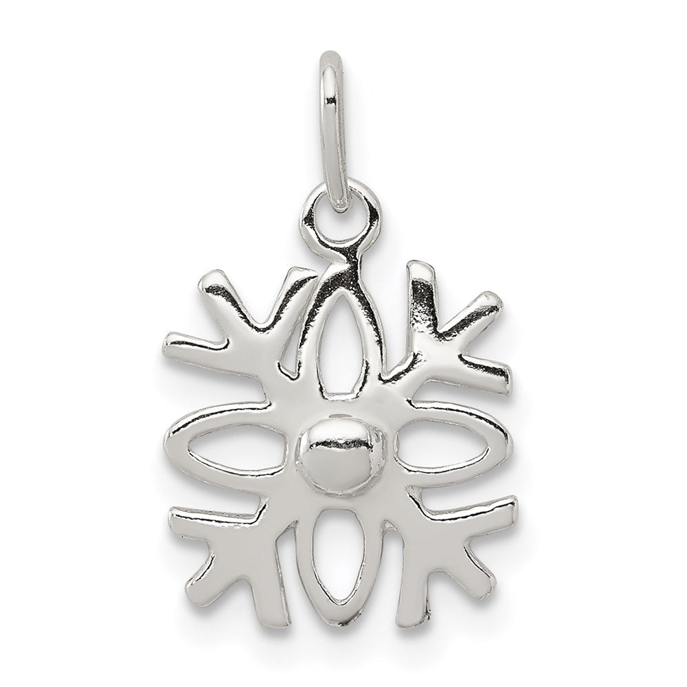 Sterlingsilber Poliert Schneeflocke Charm