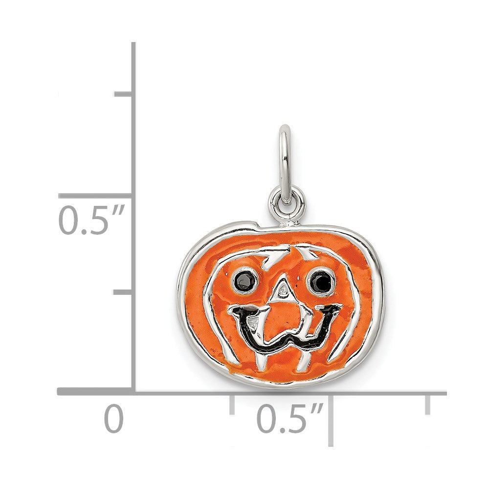Sterlingsilber Poliert Emaille Pumpkin Anhänger