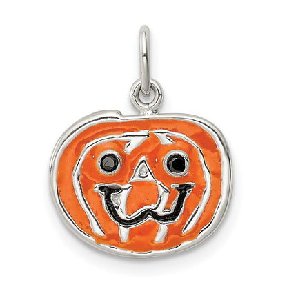 Sterlingsilber Poliert Emaille Pumpkin Anhänger