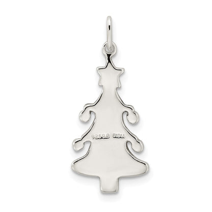 Sterlingsilber Poliert Emaille Weihnachten Baum Anhänger