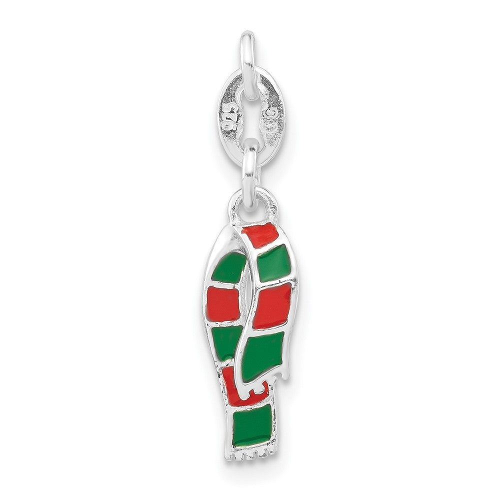 Sterlingsilber Poliert Emailliert Weihnachten Scarf Charm