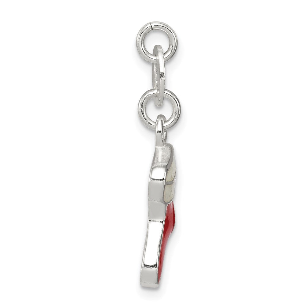 Sterlingsilber Poliert Emaille Weihnachten Stocking Charm