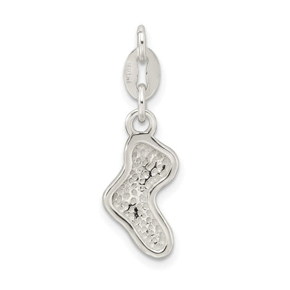 Sterlingsilber Poliert Emaille Weihnachten Stocking Charm
