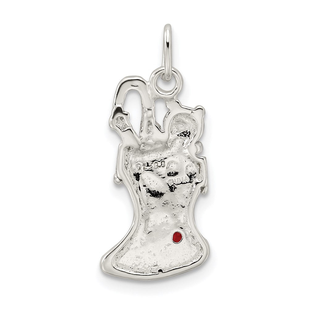 Sterlingsilber Poliert Emaille Weihnachten Stocking Anhänger