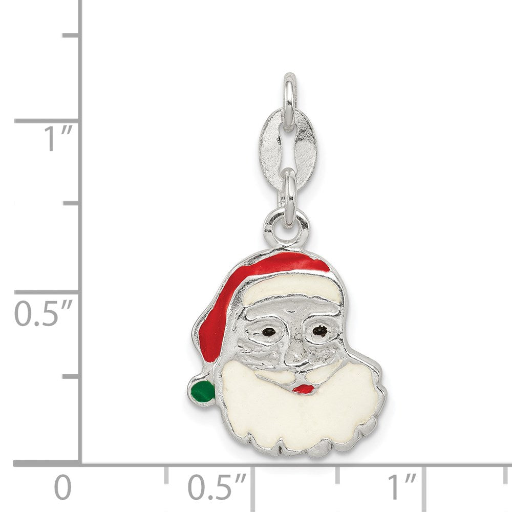 Sterlingsilber Poliert Emaille Santa Charm