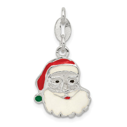 Sterlingsilber Poliert Emaille Santa Charm