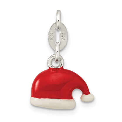 Sterlingsilber Poliert Emaille Santa Hat Charm