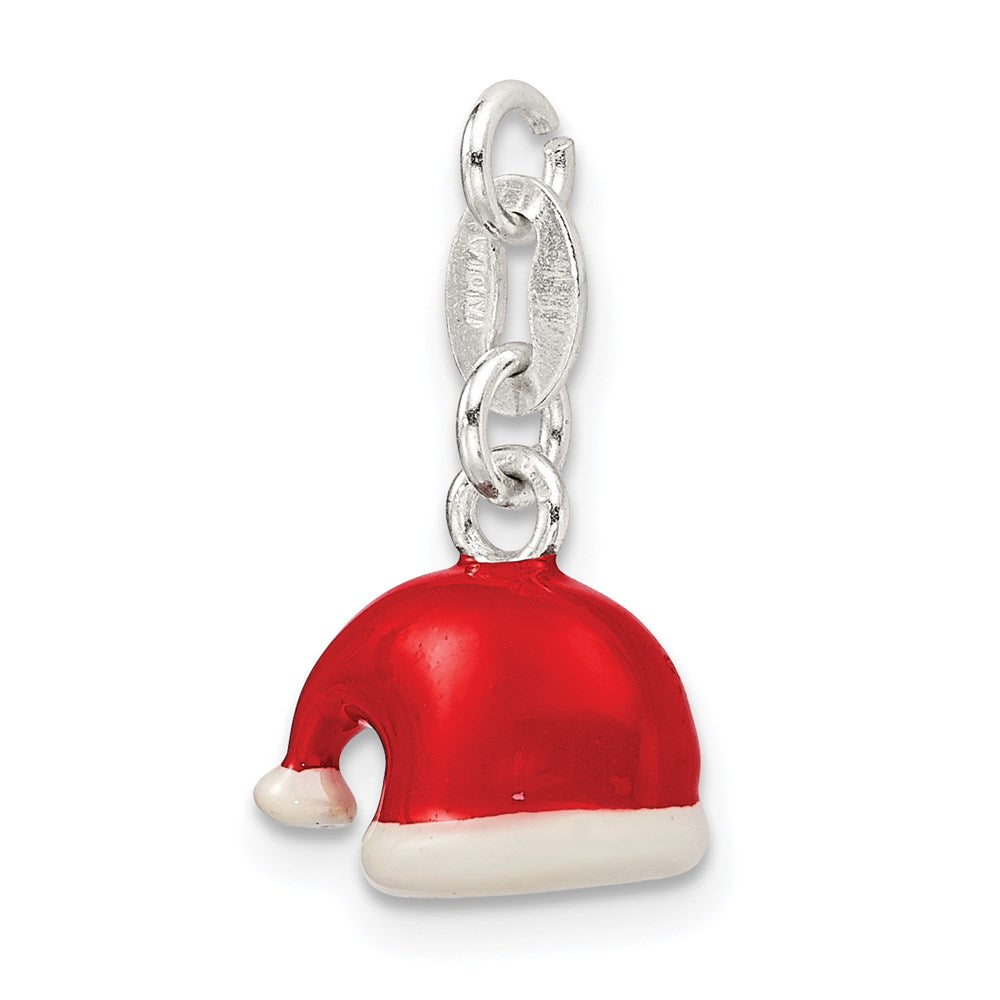 Sterlingsilber Poliert Emaille Santa Hat Charm