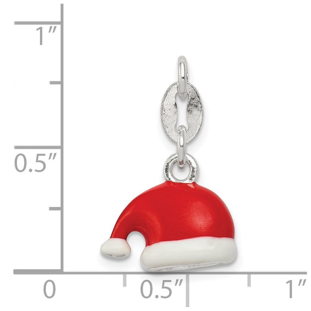 Sterlingsilber Poliert Emaille Santa Hat Charm