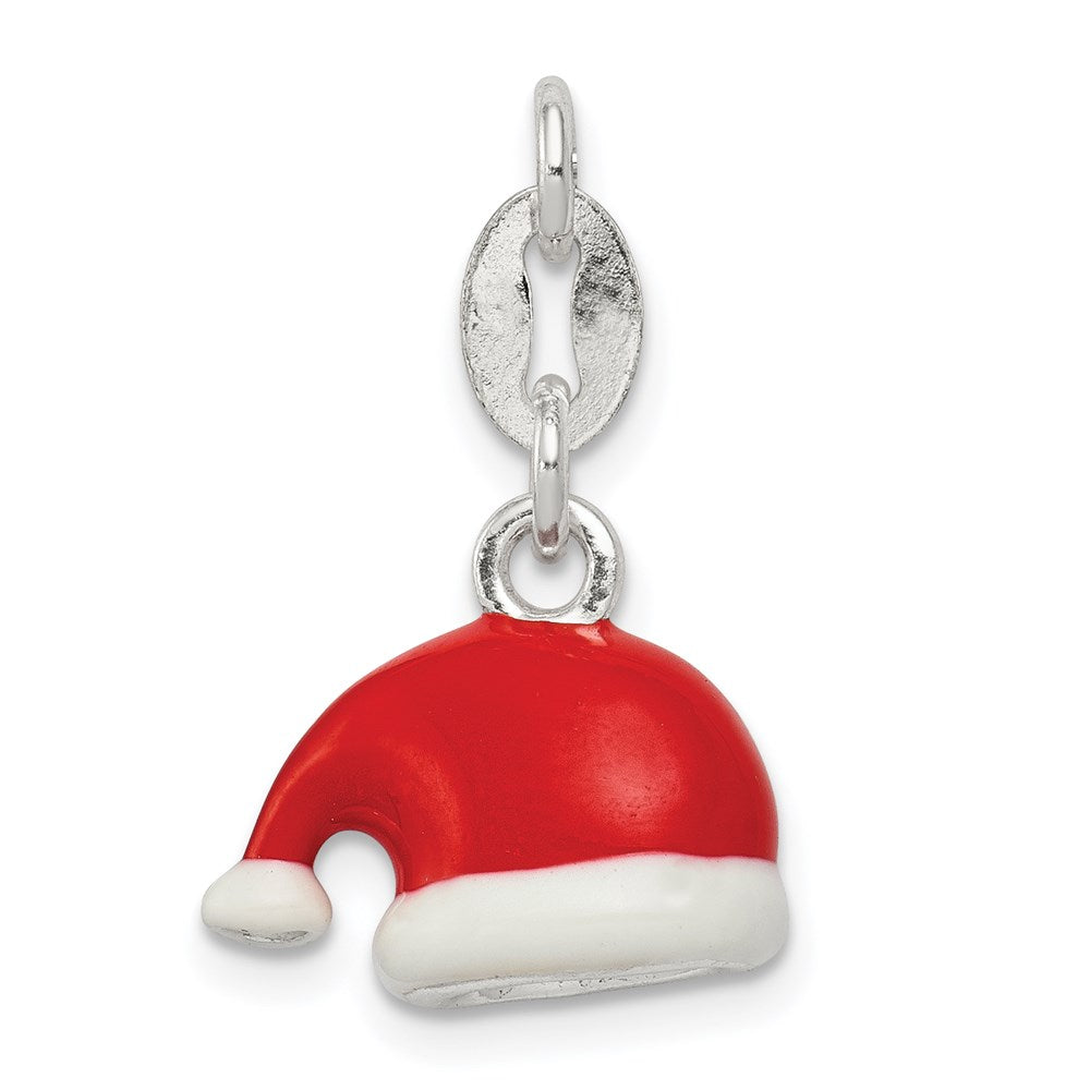 Sterlingsilber Poliert Emaille Santa Hat Charm