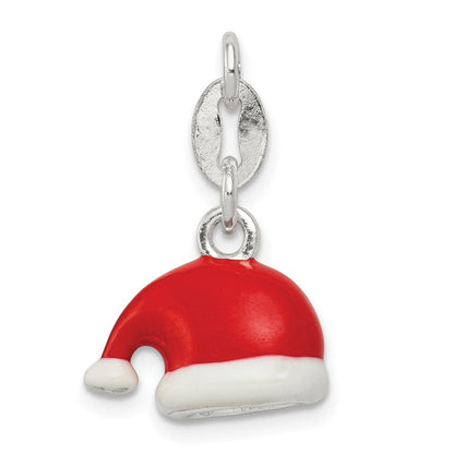 Sterlingsilber Poliert Emaille Santa Hat Charm